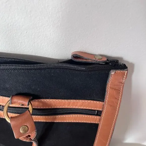 Vintage Orvis Black Canvas Leather Bag Tote Made in USA Battenkill